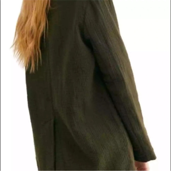 Free People Deep Army Green Rowan Slubbed Cotton Blazer OB1112308 Size XL - Picture 8 of 11